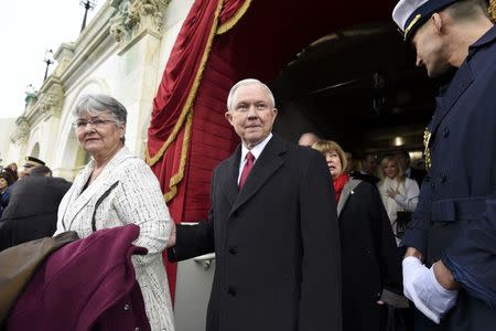 US Attorney General nominee Jeff Sessions and his wife Mary Blackshear Sessions arrive for the Presidential Inauguration of Donald Trump on January 20, 2017, at the US Capitol in Washington, DC. REUTERS/Saul Loeb/Pool