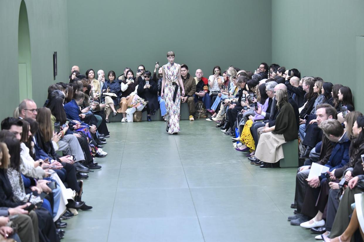 paris, france march 01 a model walks the runway during the loewe ready to wear fallwinter 2024 2025 fashion show as part of the paris fashion week on march 1, 2024 in paris, france photo by victor virgilegamma rapho via getty images