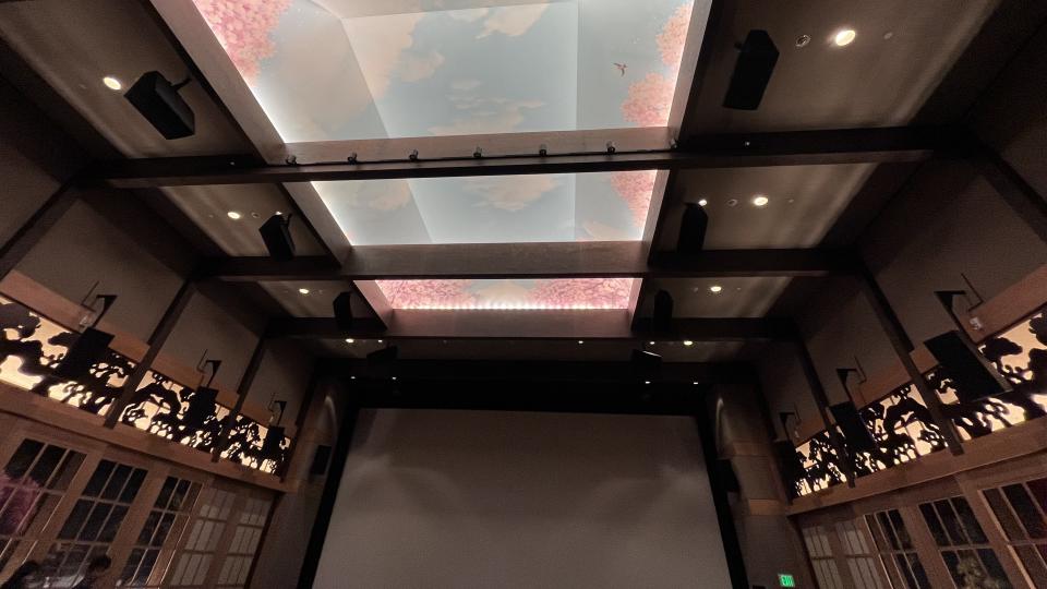 Sony Pictures Studios sound mixing studio ceiling shot with speakers
