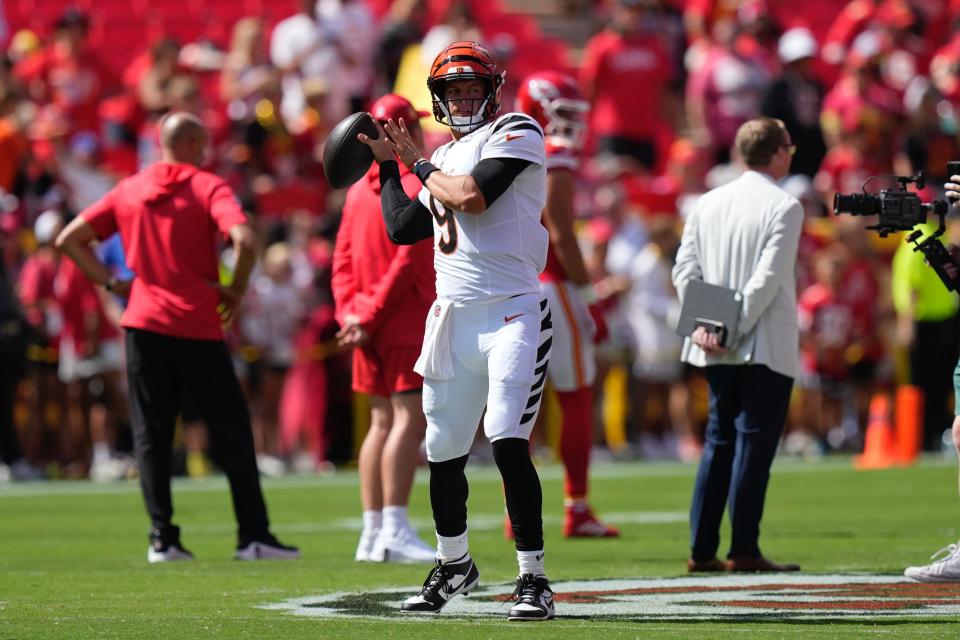 Cincinnati Bengals quarterback Joe Burrow pregame vs. Kansas City Chiefs, Sunday, Sept. 15, 2024