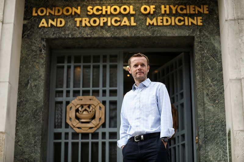 Professor John Edmunds poses for a photograph outside the London School of Hygiene and Tropical Medicine (LSHTM) in London