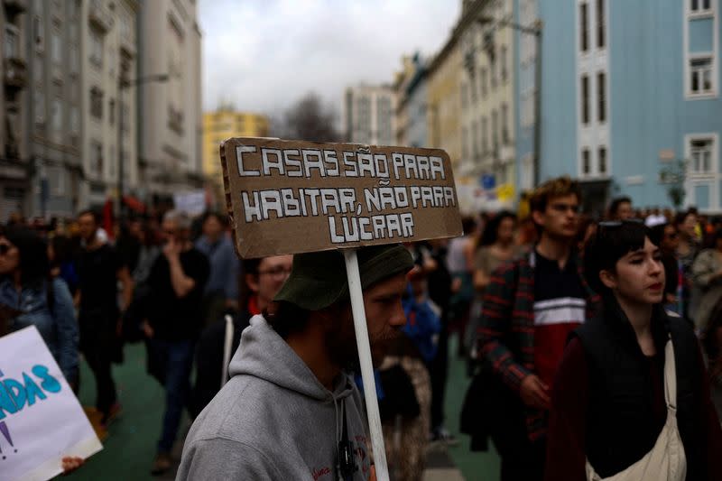 FILE PHOTO: Protest for the right to affordable housing in Lisbon