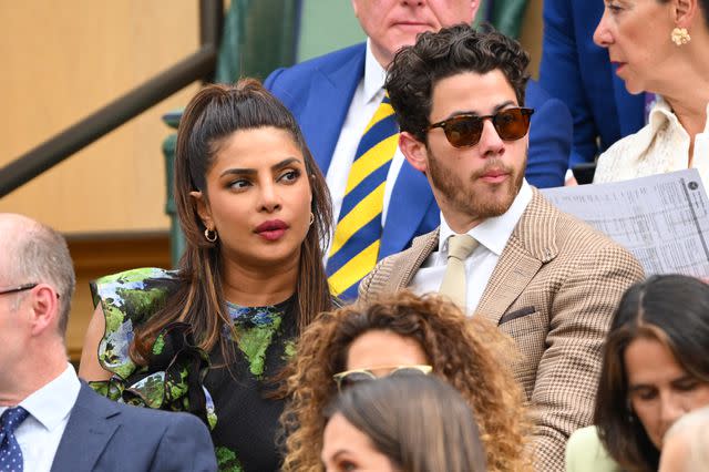 <p>Getty</p> Priyanka Chopra and Nick Jonas at Wimbledon