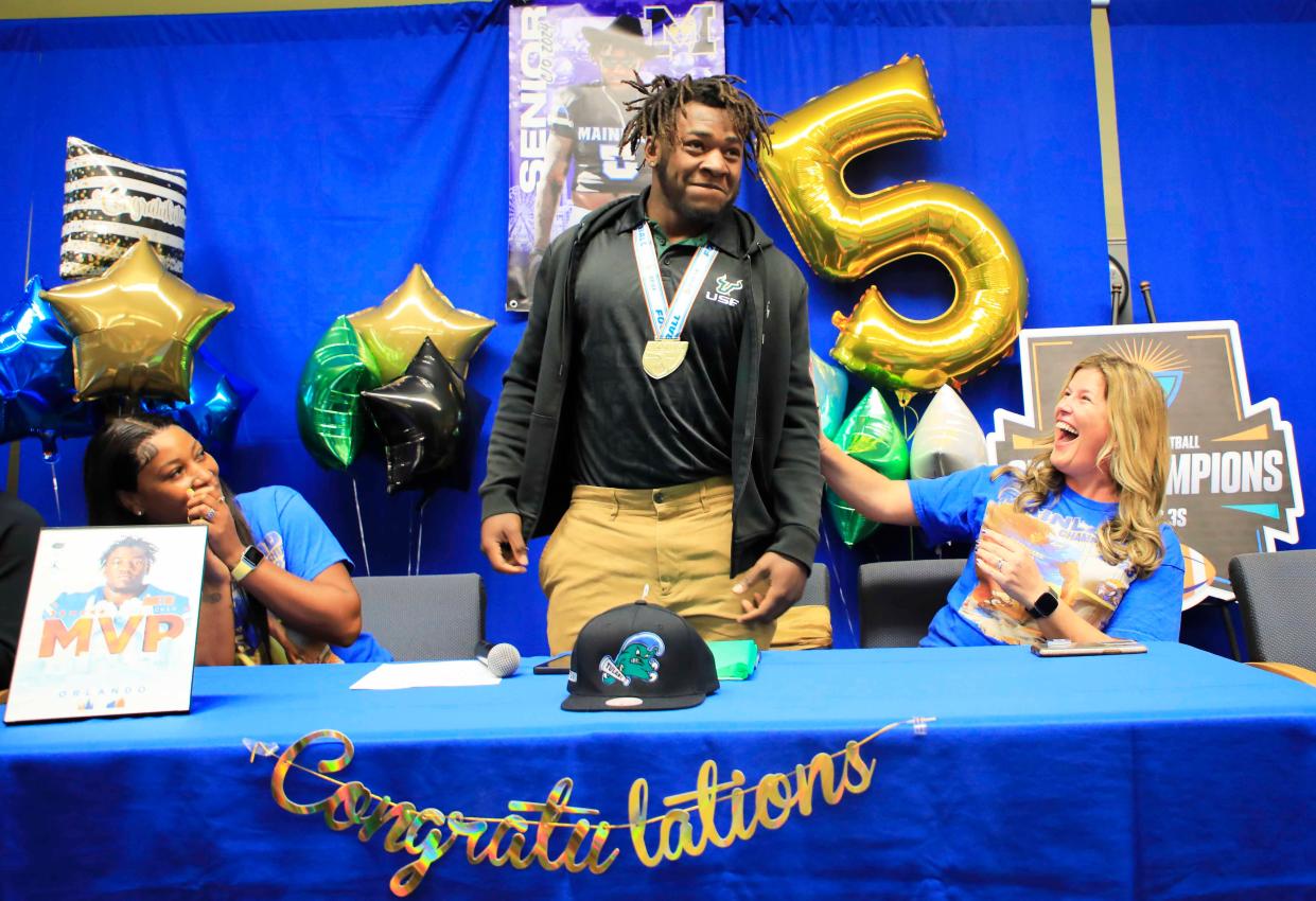 Rodney Hill signed with the University of South Florida signing day at Mainland High School on Wednesday, December 20th, 2023.