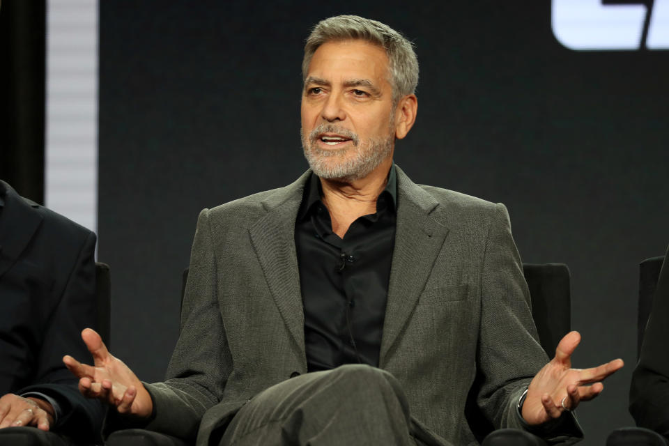 Actor, executive producer, and director George Clooney speaks on a panel for the Hulu series "Catch-22", during the Television Critics Association (TCA) Winter Press Tour in Pasadena, California, U.S., February 11, 2019.  REUTERS/Lucy Nicholson