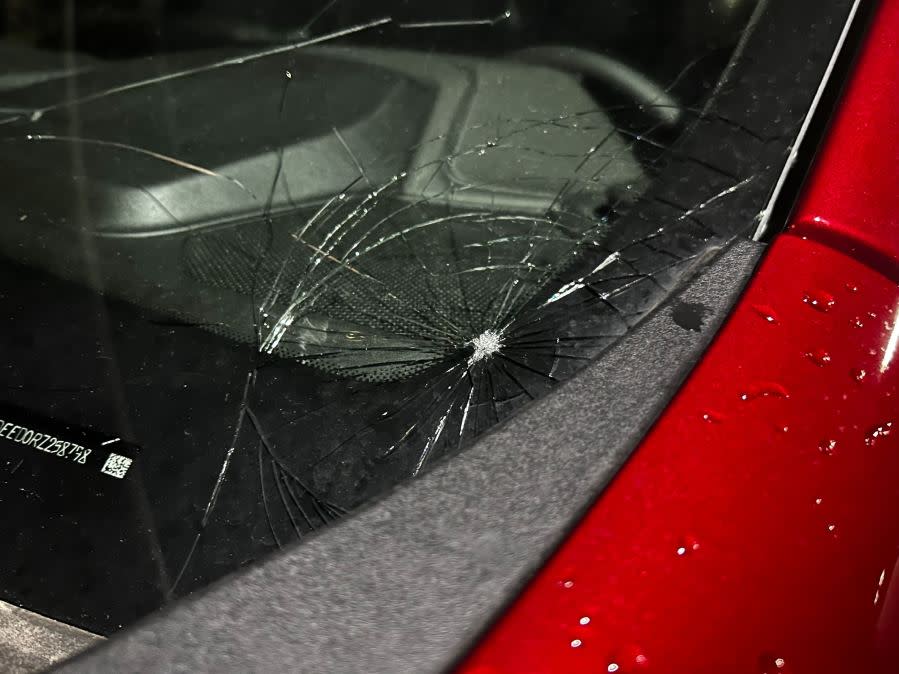 Vehicle damaged by hail in Marble Falls (KXAN photo/Dylan McKim)