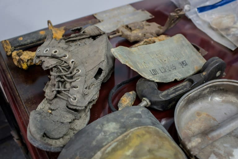 Some of the personal belongings of US soldiers missing in action recovered from the jungles of Vietnam