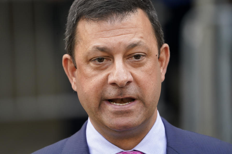 Thomas Kenniff, an attorney for Daniel Penny, speaks to members of the media outside Manhattan Criminal Court, Wednesday, June 28, 2023, in New York, following Penny's arraignment. Penny, 24, pleaded not guilty to second-degree manslaughter and criminally negligent homicide in the May 1 death of Neely, a former Michael Jackson impersonator who was shouting and begging for money when Penny pinned him to the floor of the moving subway car with the help of two other passengers and held him in a chokehold for more than three minutes. (AP Photo/John Minchillo)