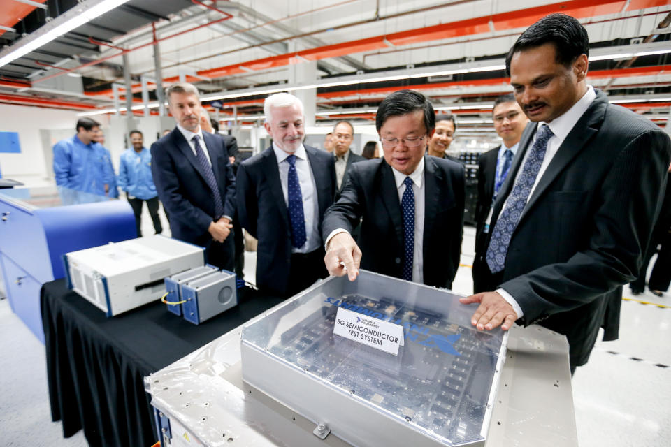 Penang Chief Minister Chow Kon Yeow (second right) during a site visit following the official site opening of the company’s new expanded unit in Batu Maung November 21, 2019. — Picture by Sayuti Zainudin