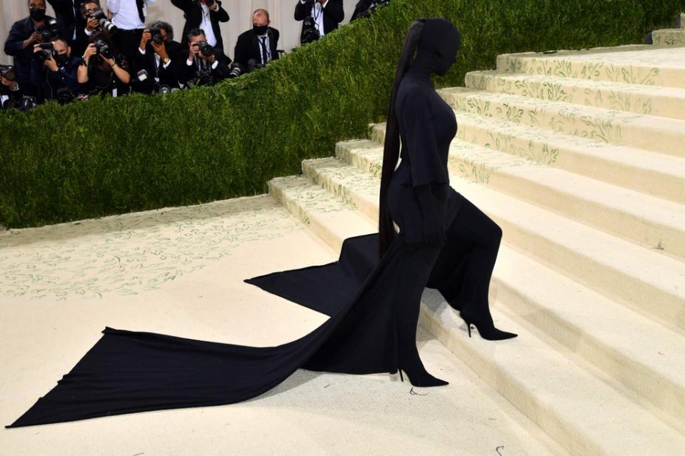 Kim Kardashian arrives for the 2021 Met Gala at the Metropolitan Museum of Art (AFP via Getty Images)