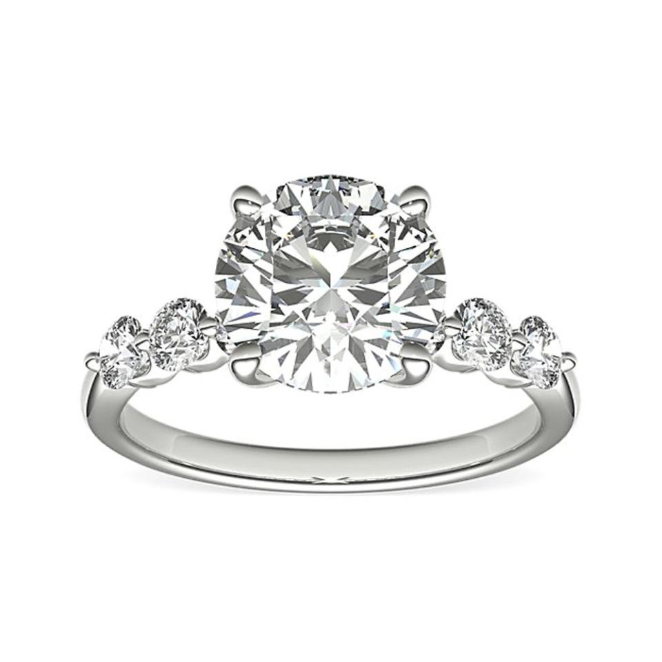 Blue Nile The Gallery Collection™ Floating Diamond Engagement Ring In Platinum on white background