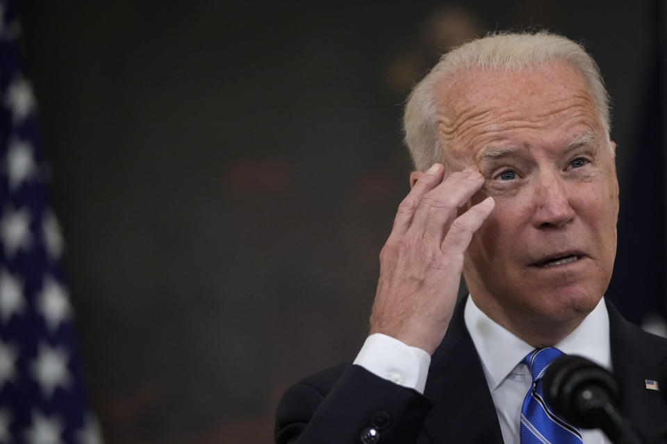 WASHINGTON, DC - JULY 19: U.S. President Joe Biden speaks about the nation's economic recovery amid the COVID-19 pandemic in the State Dining Room of the White House on July 19, 2021 in Washington, DC. Biden also reiterated his hope that Facebook will better police vaccine misinformation on their platform. (Photo by Drew Angerer/Getty Images)