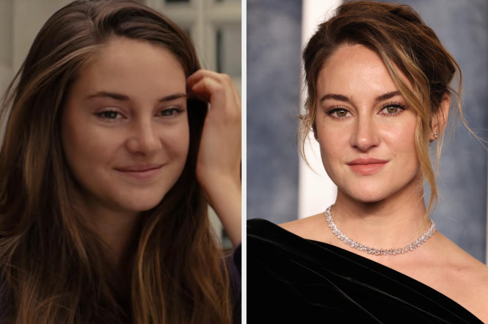 Side-by-side of Shailene Woodley then vs. now