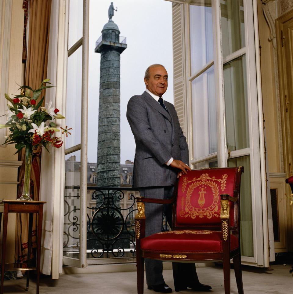 Mohamed Al-Fayed, the hotel's owner, poses there circa 1995