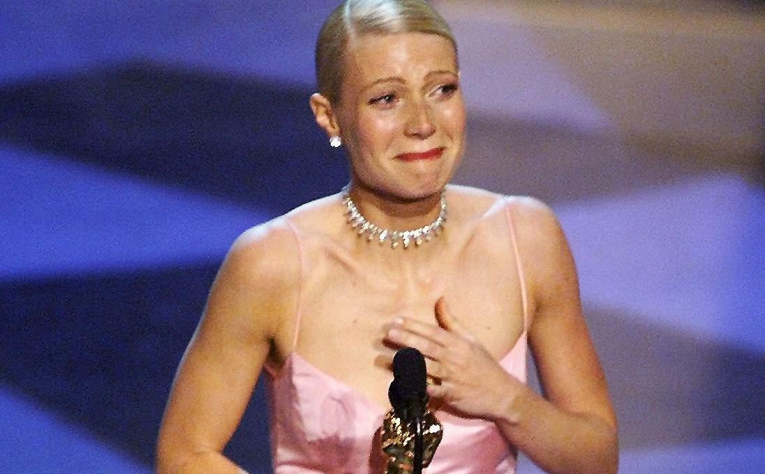 Gwyneth Paltrow winning the Oscar in 1998, for Shakespeare in Love