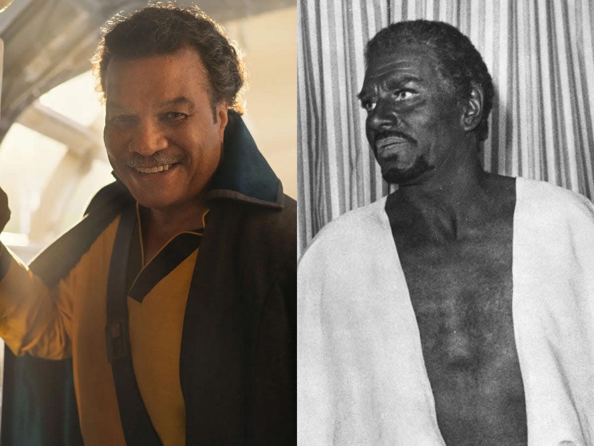 Billy Dee Williams in "Star Wars: Episode IX - The Rise of Skywalker," and Laurence Olivier in costume as Othello at the Old Vic.