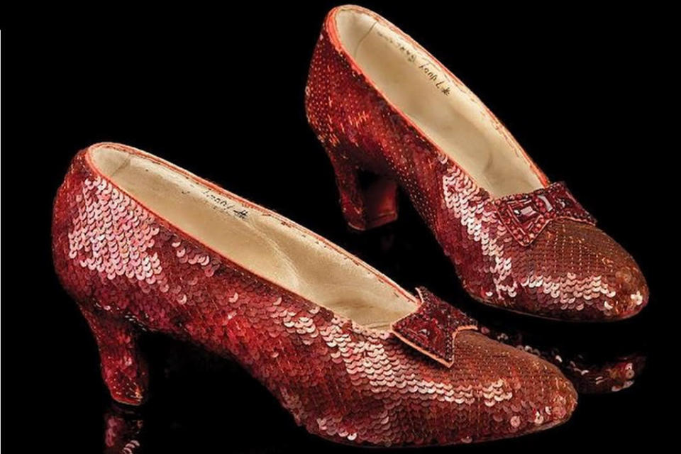 An original pair of ruby red slippers. - Credit: Judy Garland Museum.