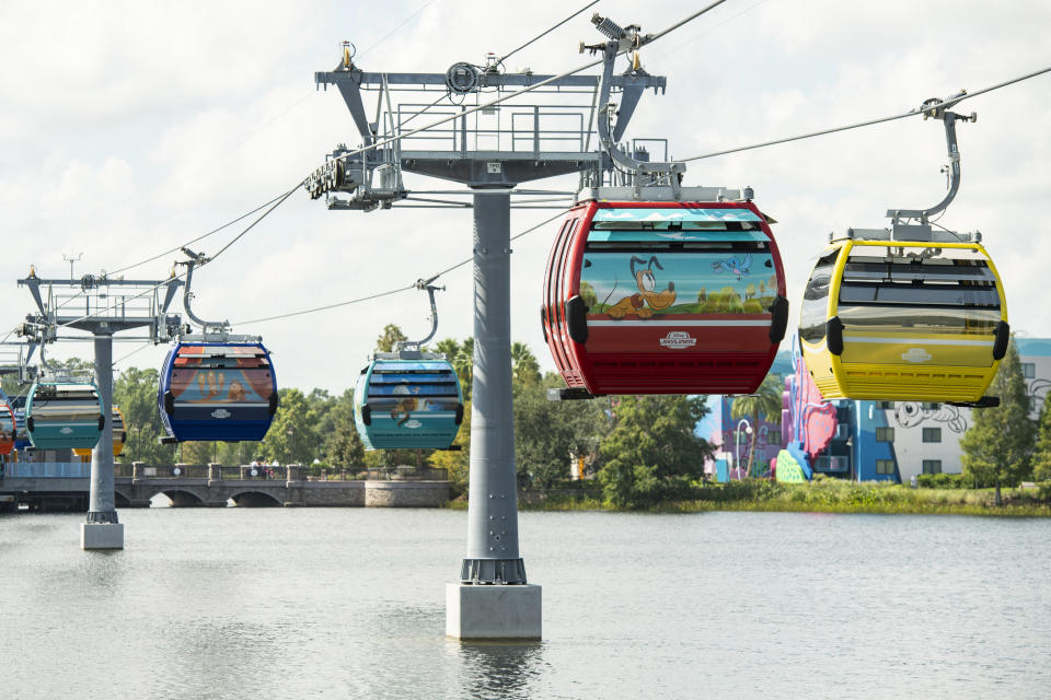 Disney Skyliner began carrying guests high above Walt Disney World Resort in Lake Buena Vista, Fla., on Sept. 29, 2019. (David Roark/Disney)