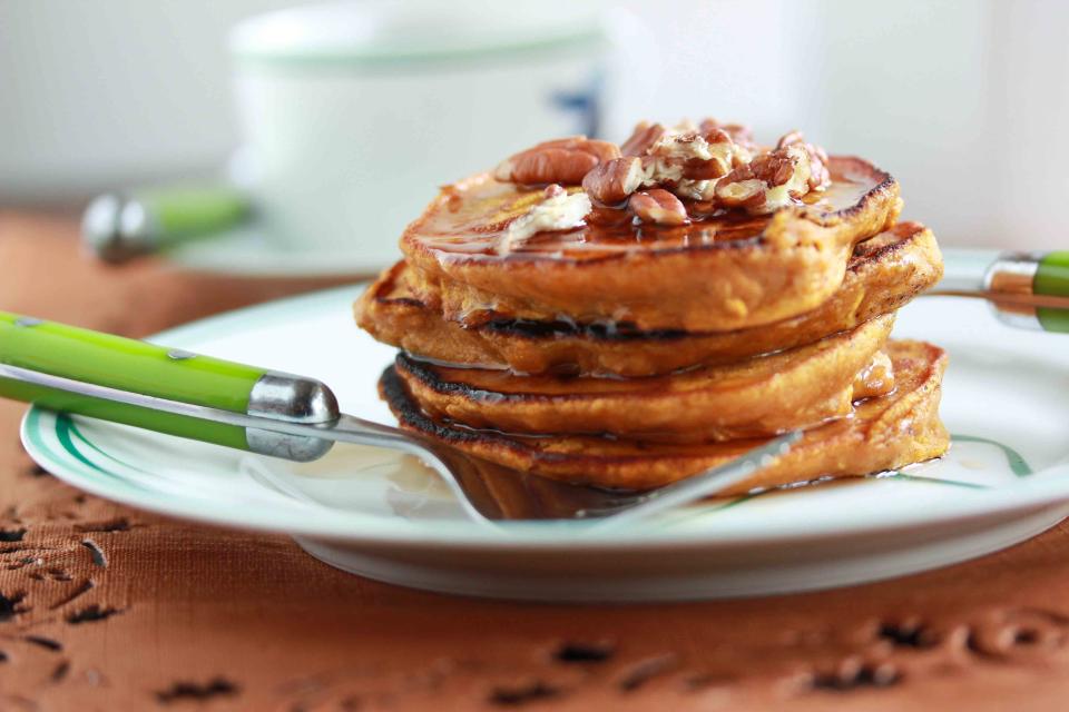 <div class="caption-credit">Photo by: Overtime Cook</div><div class="caption-title">Healthy Oatmeal Pumpkin Pancakes</div><br><br>What are you going to make for a healthy winter weekend breakfast? You are going to make these pancakes. <br> <br> <b>Recipe: <a href="http://overtimecook.com/2012/11/06/healthy-oatmeal-pumpkin-pancakes/#" rel="nofollow noopener" target="_blank" data-ylk="slk:Healthy Oatmeal Pumpkin Pancakes;elm:context_link;itc:0;sec:content-canvas" class="link ">Healthy Oatmeal Pumpkin Pancakes</a></b> <br>