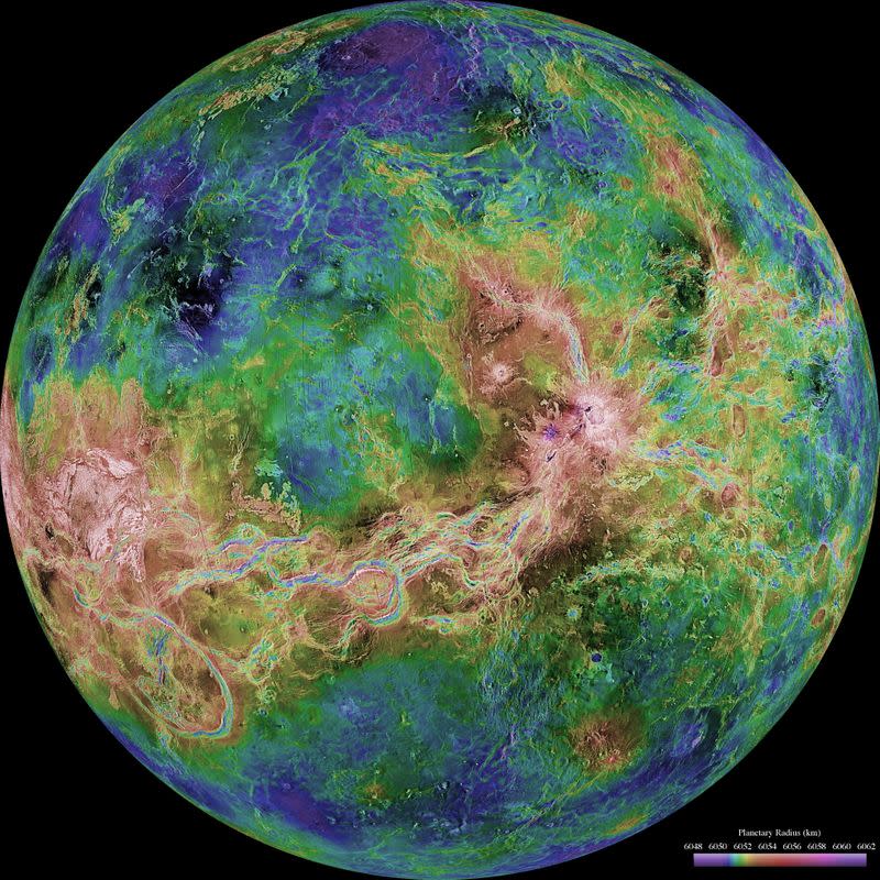 The hemispheric view of Venus, as revealed by more than a decade of radar investigations culminating in the 1990-1994 Magellan mission