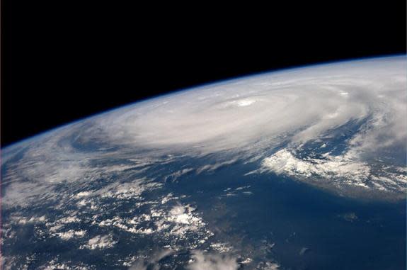 "Super Typhoon #Neoguri over Taiwan. 0740 GMT, July 8th," NASA astronaut Reid Wiseman tweeted along with this photo posted from the International Space Station.