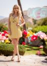 Lottie Moss opted for something both easy and chic for the event. She wore a yellow gingham dress cut-out dress, paired with <a rel="nofollow noopener" href="https://www.ugg.com/s/UGG-US/women-sandals/macayla-heel/191142387620.html?gclid=EAIaIQobChMIqMSS0-LE2gIVXYGzCh133glgEAYYASABEgLXGfD_BwE&gclsrc=aw.ds" target="_blank" data-ylk="slk:UGG Macayla;elm:context_link;itc:0;sec:content-canvas" class="link ">UGG Macayla</a> sandals that pretty much go with everything.