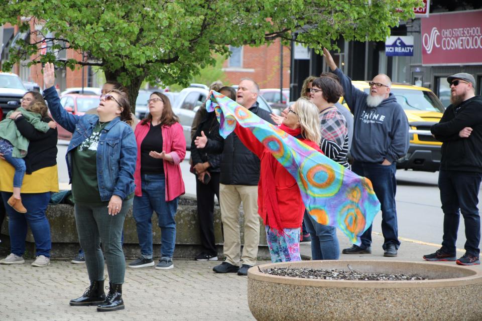 Marion County residents gathered to observe the National Day of Prayer on Thursday, May 5, 2022, outside the county courthouse in downtown Marion, Ohio.
