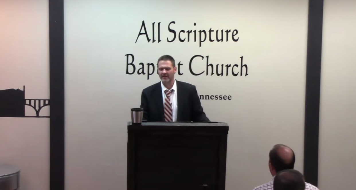 Grayson Fritts and his church, All Scripture Baptist Church, in Knoxville, Tenn. were barred from holding a meeting in a local Cracker Barrel due to his recent anti-LGBTQ sermons. (Photo: YouTube)