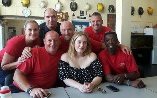 Adele visits firefighters who responded to Grenfell Tower blaze (Rob Petty/Facebook)