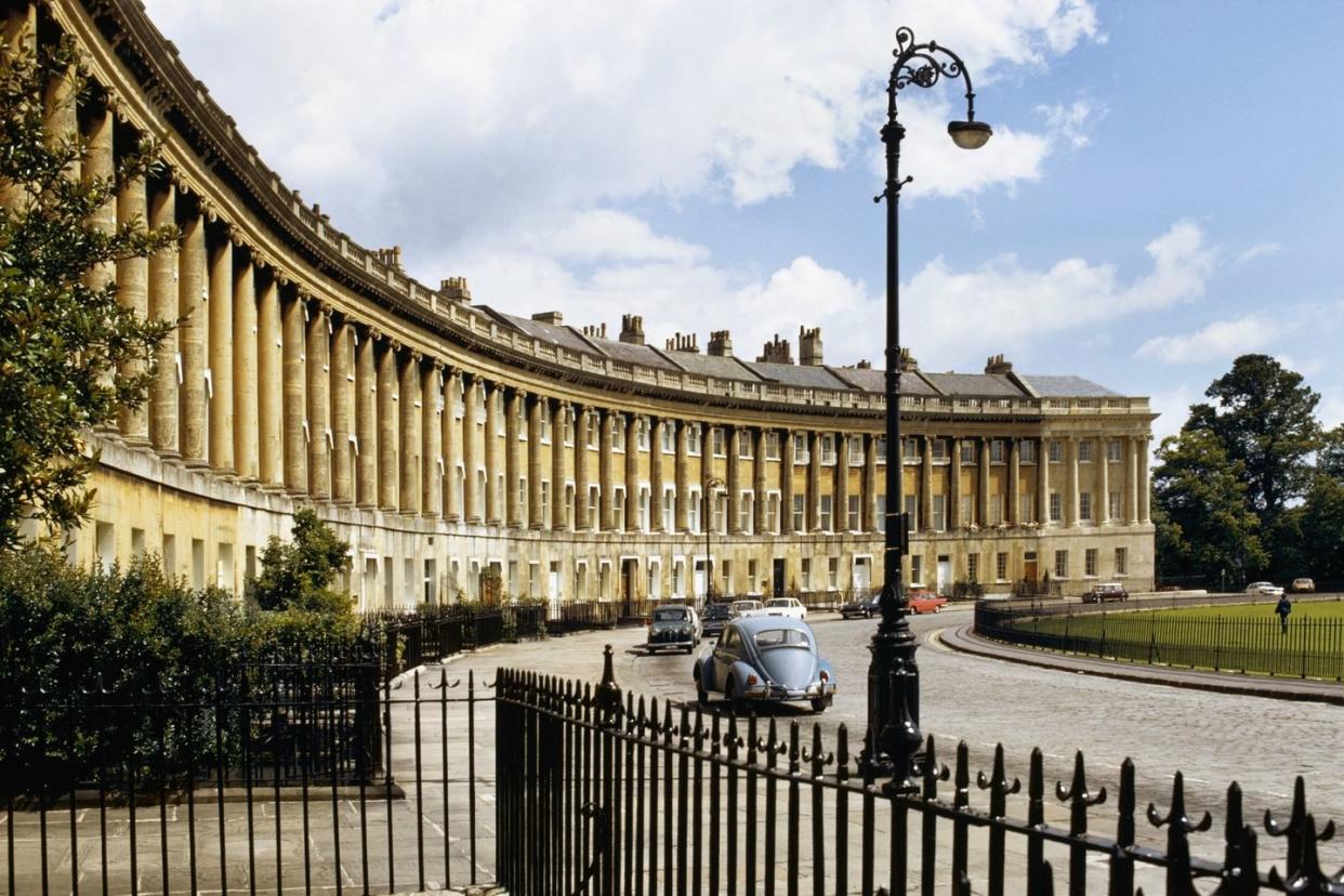 exterior of royal crescent bath, england