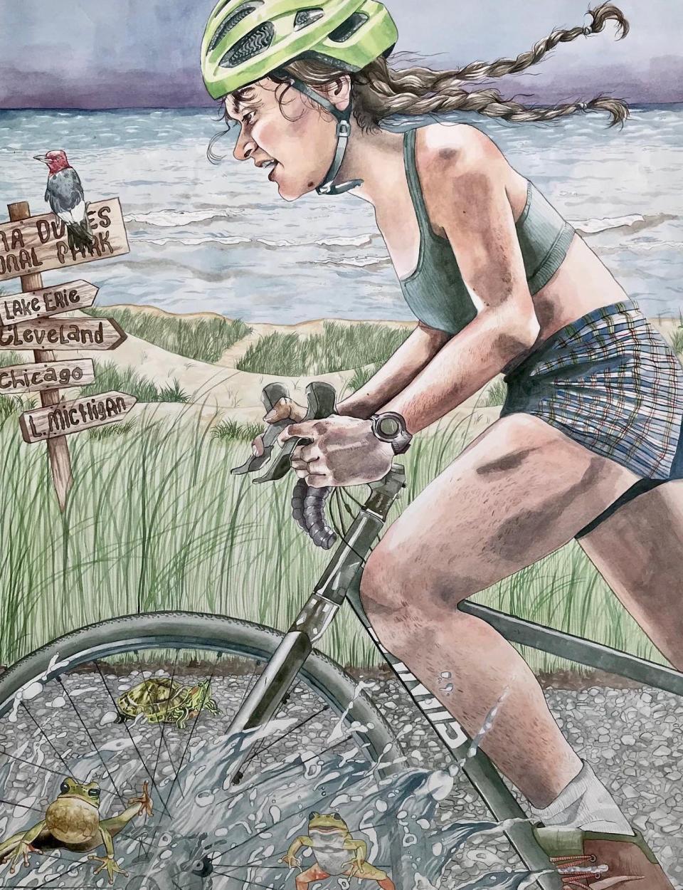 Alison Alsup’s exhibition "Prairies to Peaks: Biking to Colorado’s Tallest Mountain" features detailed watercolor paintings and more illustrating the artist’s 1,000-mile solo bicycle trip from Cleveland to a summer job on Mt. Elbert, Colorado’s tallest peak.