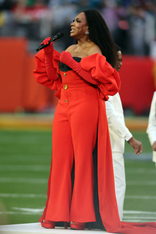 Sheryl Lee Ralph wearing Harbison Studio to the 2023 Super Bowl.<p>Photo: Gregory Shamus/Getty Images</p>