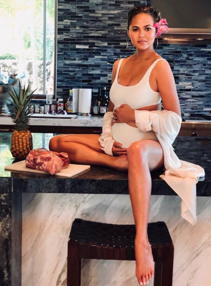 Chrissy Teigen has shown off her growing baby bump. Source: Mike Rosenthal / Instagram