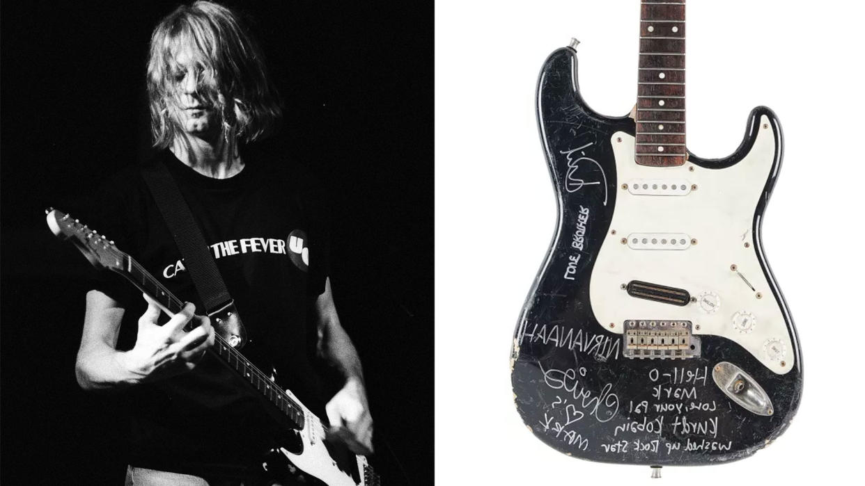  Kurt Cobain's stage-smashed Fender Stratocaster sold at auction for $600,000 