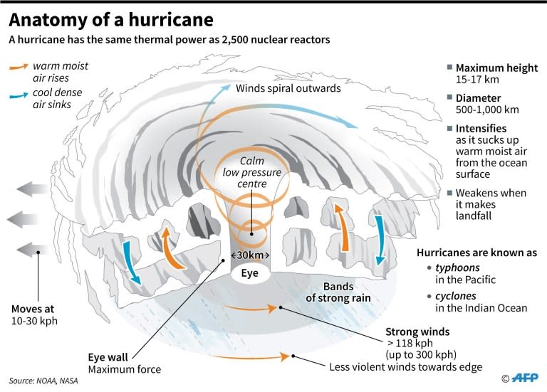 The different parts and structure of a hurricane