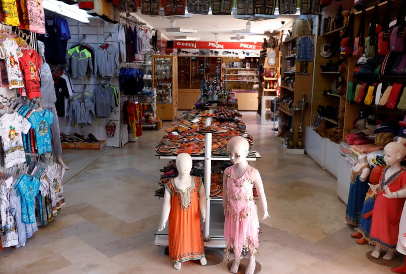 An empty shop is pictured in Hammamet