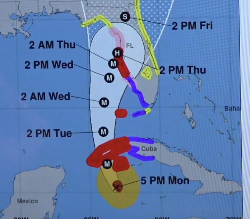 A forecast of Hurricane Ian’s projected path (National Hurricane Center)