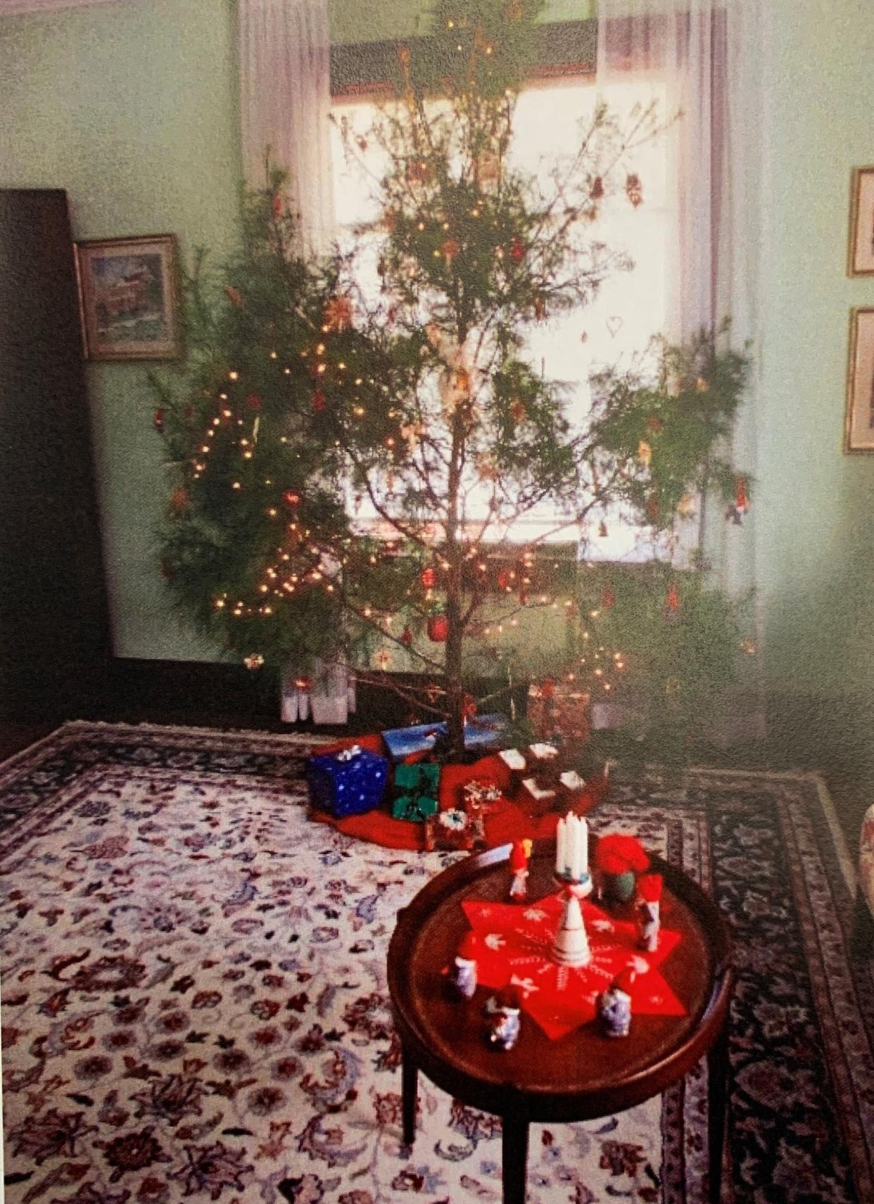 Each year, the Indian River County Historical Society erects a traditional native sand pine Christmas tree in the Hallstrom House.