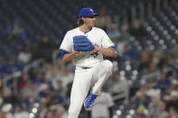 Toronto Blue Jays pitcher Kevin Gausman (34) throws during the first inning of a baseball game against the New York Yankees in Toronto, Wednesday, April 17, 2024. (Chris Young/The Canadian Press via AP)