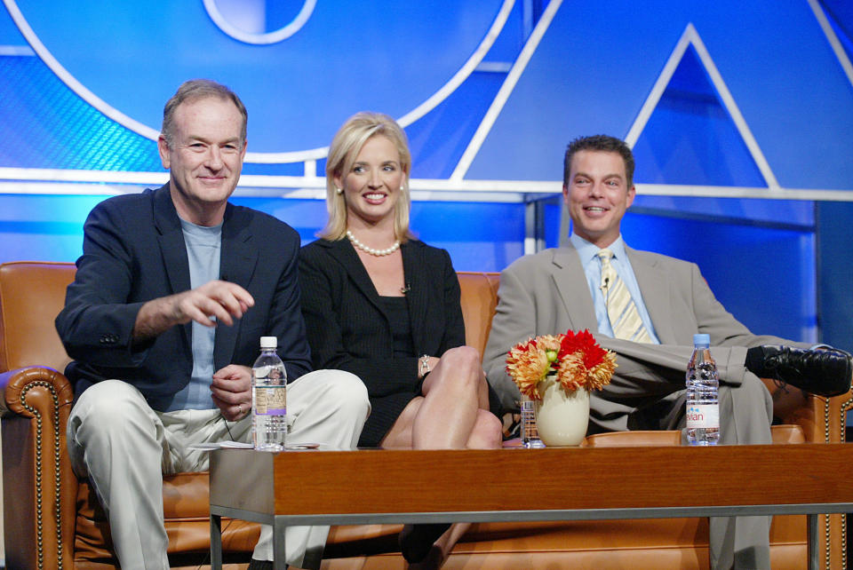 The Pulse correspondents, Bill O'Reilly and Laurie Dhue with 'The Pulse' host, Shepard Smith at the FOX 2002 Summer TCA Tour, held at the Ritz Carlton Hotel, Los Angeles, CA, January 22, 2002.  (photo by Kevin Winter/ImageDirect).