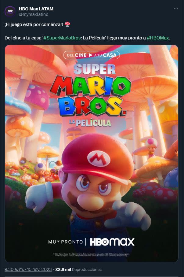 Super Mario Bros. La Película estaría cerca de llegar a HBO Max