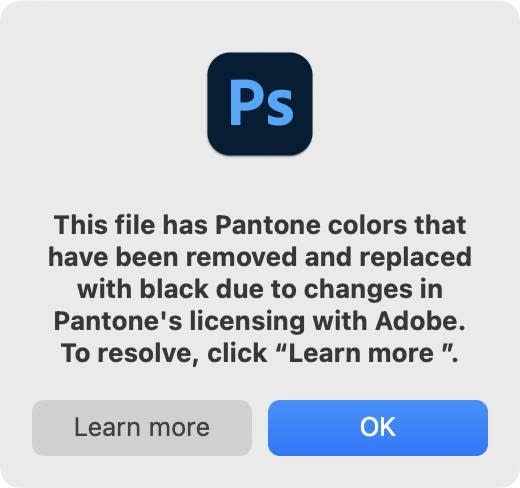 Adobe Pantone 色表的變更 圖/ifanr
