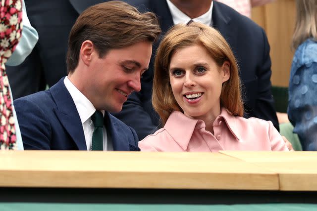 <p>Julian Finney/Getty</p> Princess Beatrice and Edoardo Mapelli Mozzi at Wimbledon