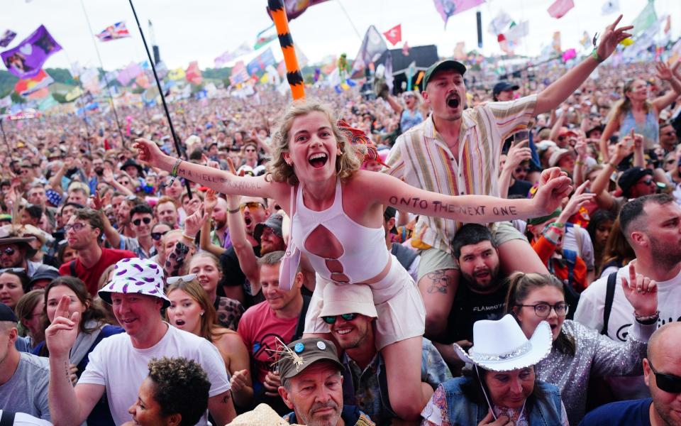 A delighted Glastonbury crowd