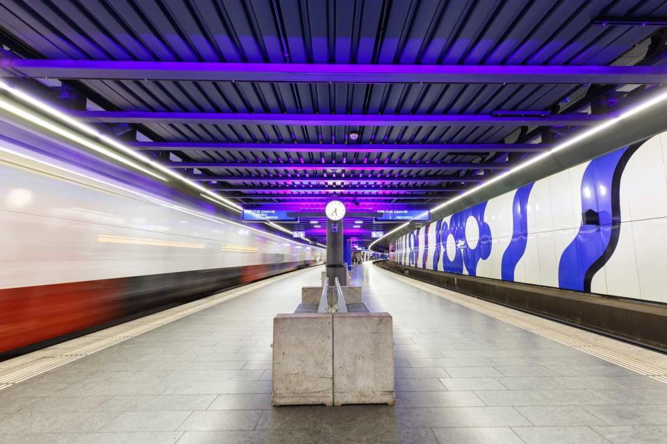 SBB train at Zurich Airport railway station in Switzerland.