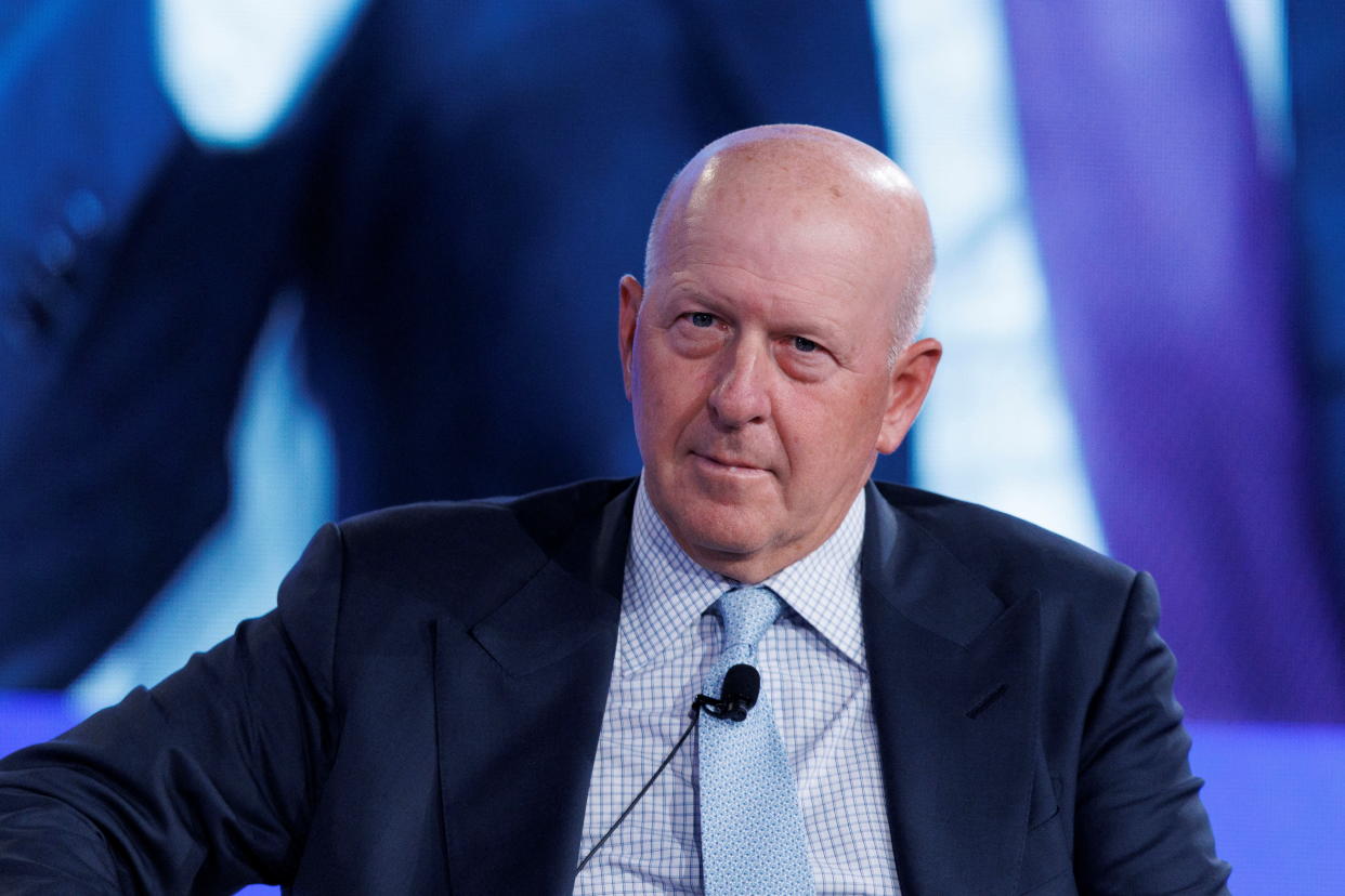 David Solomon, Chairman and CEO of Goldman Sachs, speaks at the 2022 Milken Institute Global Conference, in Beverly Hills, California, U.S., May 2, 2022.  REUTERS/Mike Blake