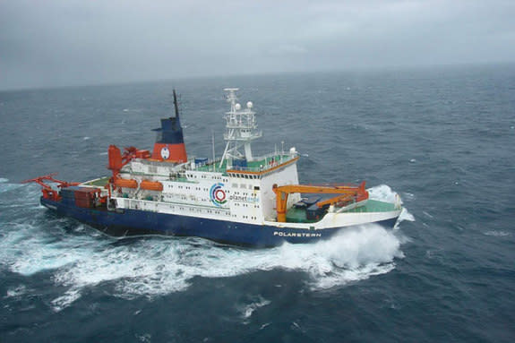 The research vessel used in the iron fertilization experiment, the Polarstern.