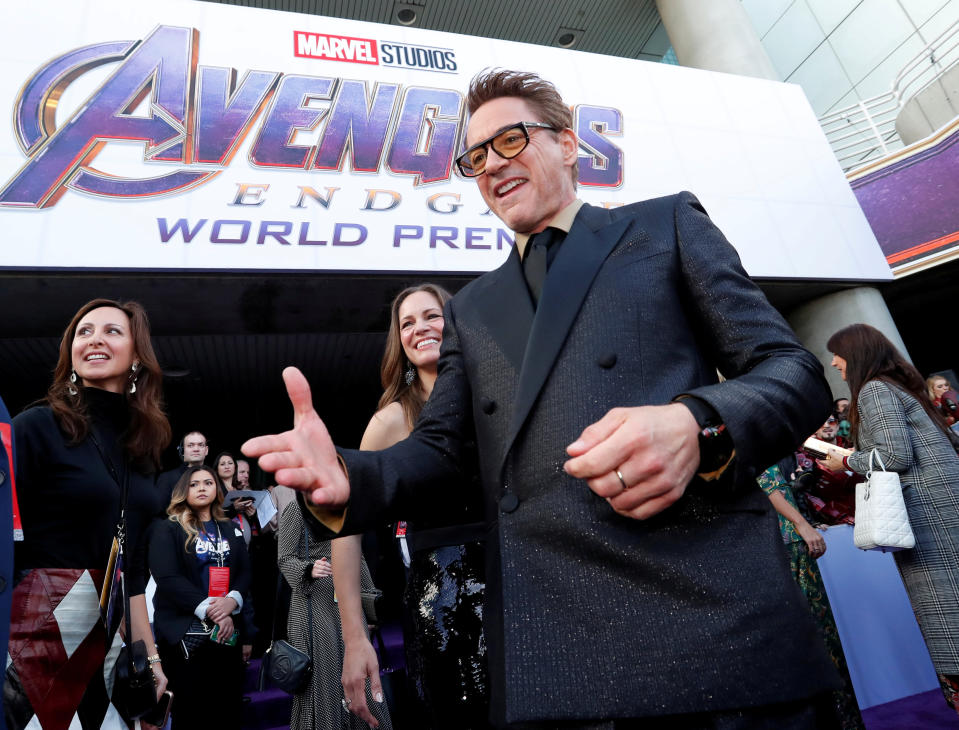 Cast member Robert Downey Jr., arrives on the red carpet at the world premiere of the film "The Avengers: Endgame" in Los Angeles, California, April 22, 2019.  REUTERS/Mario Anzuoni     TPX IMAGES OF THE DAY