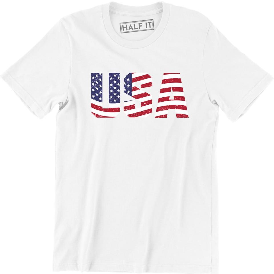 <p><a href="https://go.redirectingat.com?id=74968X1596630&url=https%3A%2F%2Fwww.walmart.com%2Fip%2FUSA-Flag-4th-of-July-Independence-Day-American-Flag-Men-s-Tee-Shirt%2F712803683&sref=https%3A%2F%2F" rel="nofollow noopener" target="_blank" data-ylk="slk:Shop Now;elm:context_link;itc:0;sec:content-canvas" class="link ">Shop Now</a></p><p>USA Flag Tee Shirt</p><p>$12.76</p><p>walmart.com</p>