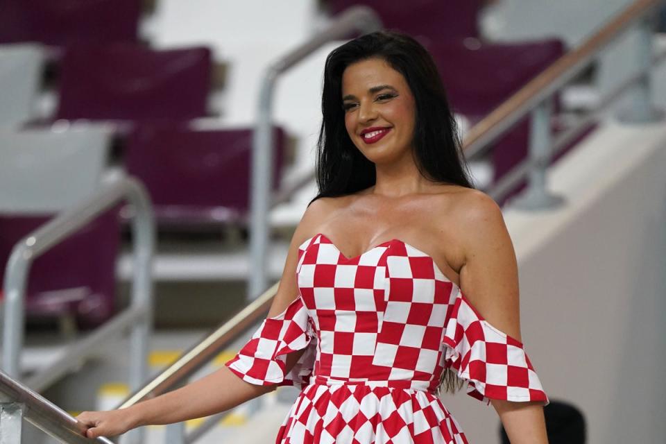 Croatia fan and model Ivana Knoll, who has been pushing the modesty dress code in Qatar and causing a stir online (Adam Davy/PA)